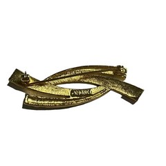 Monet Signed Modernist Lot Of 2 Brooches Pins Gold Tone Black Enamel
