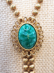 Vtg. Avon Gold Tone Faux Turquoise Lariat Bolo Necklace Adjustable Tassels 38″