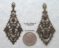 #1750 ANTIQUED GOLD DAPPED OPEN FILIGREE W/TOP HANG RING – 2 Pcs