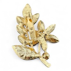 Beautiful Anna & Charlotte Gold Tone & Clear Rhinestone Flower Stem Brooch