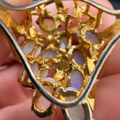 Vintage Cocktail Ring Gold Tone Polished Stone Size 8.5