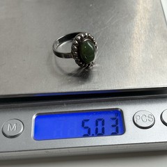 Vintage Ring Natural Nephritis Jade stone Silver 925 star USSR Jewelry size 7