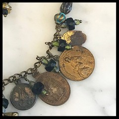 Vintage Religious Medallion & Cross Charm Necklace