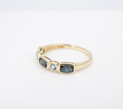 Vintage Sapphire Topaz Half Eternity Band Ring 14k Gold Sz 8.25 Natural RG5316