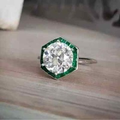 Vintage Art Deco Style 3Ct Lab Created Diamond Engagement Ring 14K White Gold FN