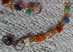 Vintage Multi Color Nugget Polished Goldtone Bracelet 7-1/2 Inches