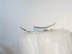 Vintage Sterling Silver 925 Natural Heated Blue Topaz Channel Set Necklace 18″