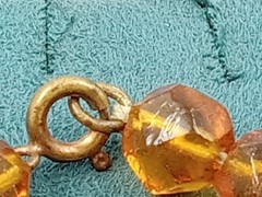 Art Deco 17″ Varies Style & Size Amber Colored Faceted Glass Bead Necklace