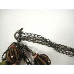 VCLM Vintage Necklace Glass Bead Strand Jewelry 36 inch Brasstone Chain