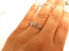 Vintage Esposito 14K GE ESPO White Gold Plated Thin Stackable Wavy Band Ring NOS