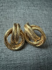 Vintage Door Knocker Knot Earrings Gold Tone Pierced Capsule Old Money Career