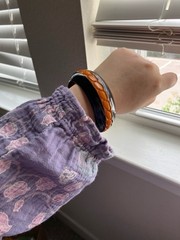 Vintage Chunky Halloween Alligator Carved Laminated Bakelite Bangle Bracelet