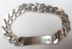 VINTAGE STUNNING STERLING SILVER CUBAN LINK HEAVY ID BRACELET ~SIGNED: 925