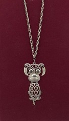 1960s Puppy Dog Articulated Moving Ears Eyes Tail Silver Tone Pendant Necklace