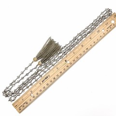 Vintage Faceted Smoky Crystals Necklace Tassel Lariat Art Deco