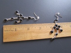 Vintage Pierced Chandelier Earrings Black Onyx Sterling Silver New Condition