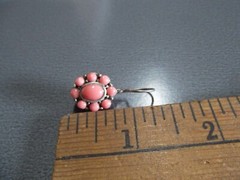 1 Pair Old .75″in Pinkish Flower Style Long Wire