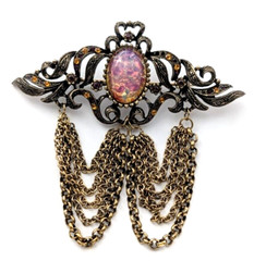 VTG Hobe Jewelry Faux Opal Rhinestone Gold Tone Tassel Brooch – Missing Stones