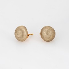 Vintage Portuguese 19k Yellow Gold Stud Earrings Buttons Satin Finish