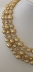 Vintage Unsigned Miriam Haskell Baroque Faux Pearl 3 Strand Necklace
