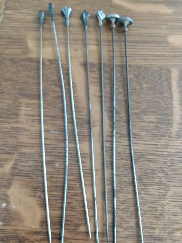 Lot Of 7 Antique Sterling Silver Assorted Hat Stick Pins