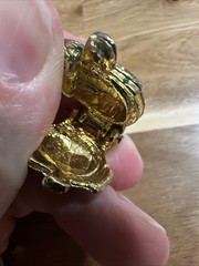 Vintage Gold Tone Elephant Trinket Box Charm Pendant Hinged Enamel Rhinestone