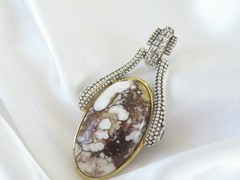 Huge Sterling Silver 925 White Horse Cable Joya Judy Crowell Enhancer Pendant