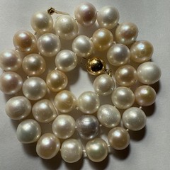 Choker Cultured Pearl 14k 9mm Ball Clasp 10mm Big Multicolor Pearls 16.5” Unused
