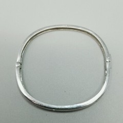 Vintage Sterling Silver Hinged Bangle Bracelet, Rhinestone Inset