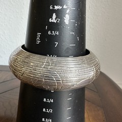 VTG Bangle Bracelet Size 8 Engraved Carp Fish Silver Tone Metal Incised Asian