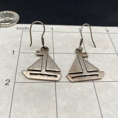 Vintage Mexico Sailboat Sterling Silver Dangle Earrings