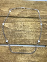 Vintage Dual Rolo Link 950 Sterling Silver Stationed Necklace 19”