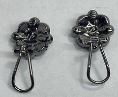 Liz Claiborne Black Cut Glass Clip Earrings & Dangle Drop Black Gunmetal Choker.