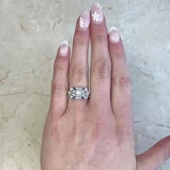 Art Deco Style East West Wedding Ring 2.0 Ct Lab Created Diamond 14k White Gold