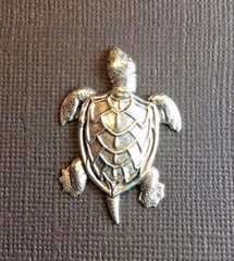 48434 2 Pc Matte Silver Oxidized Turtle Brass Jewelry Finding