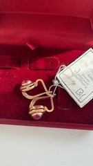 Vintage USSR 925 Sterling Silver Gold Plated Red Corundum Earrings NOS