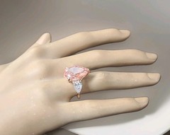 14k Rose Gold Engagement Ring 10.77ct Lab Grown Pink Diamond Pear Shape IGI