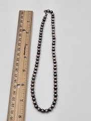 Vintage 70s Graduated Beads Sterling Silver “Pearls” Necklace