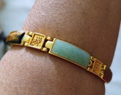 Unique, rare vintage stones bracelet for women with Chinese good luck messages