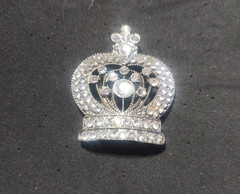 Large Crown Rhinestone Brooch Silver Tone Royal Tiara Statement Pin 87x75mm Vint