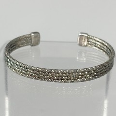 Vintage Bohemian Sterling Silver 925 Italy Woven Open Cuff Bracelet 7” 13.2g