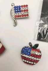 Vtg to Contemporary Patriotic Red White & Blue Jewelry Lot Rhinestones Enamel