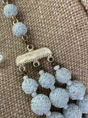 Vintage Marked Japan Necklace Acrylic Sugar Beads Frosted Blue Aurora 3 Strand
