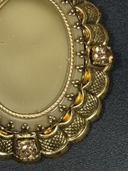 Antique Victorian Brooch – Ornate Gilt Metal with Central Cabochon and Champagne