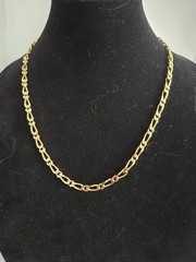 VINTAGE MONET NECKLACE Figaro Chain Link Gold Tone 24″