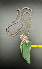 Vintage Studio Sterling Silver Green Sea Glass Starfish Pendant Necklace 58 gm