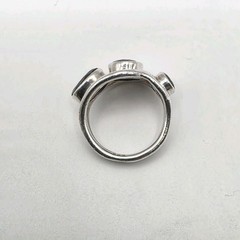 Handcrafted 925 Sterling Silver Red Garnet Modernist Ring Size 6.5