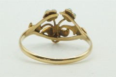 ANTIQUE 18K GOLD TURQUOISE GIARDINETTO / FLOWER RING c1820