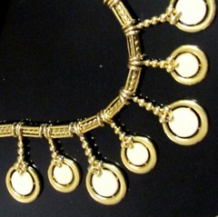 VTG Runway Rare Etruscan MONET Bib Necklace Dangle Sliding Charm White Enamel GP
