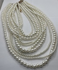 Designer Signed Vintage Glass Multi-strand layered statement bib wedding bridal